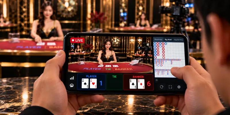 Baccarat Là Gì? Luật Chơi Và Thuật Ngữ Cơ Bản Cho Người Mới 4 Theo dõi một ván Baccarat Live trên thiết bị di động