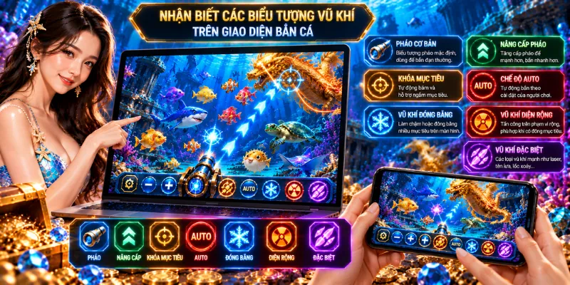 Nhận biết hệ thống vũ khí bắn cá trên điện thoại