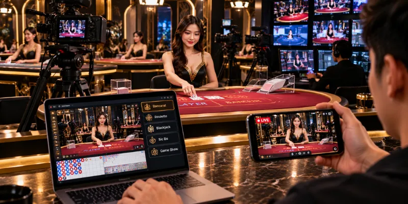 Live Casino Là Gì? Cách Hoạt Động Của Casino Trực Tuyến Có Dealer 1 Không gian Live Casino với dealer trực tiếp